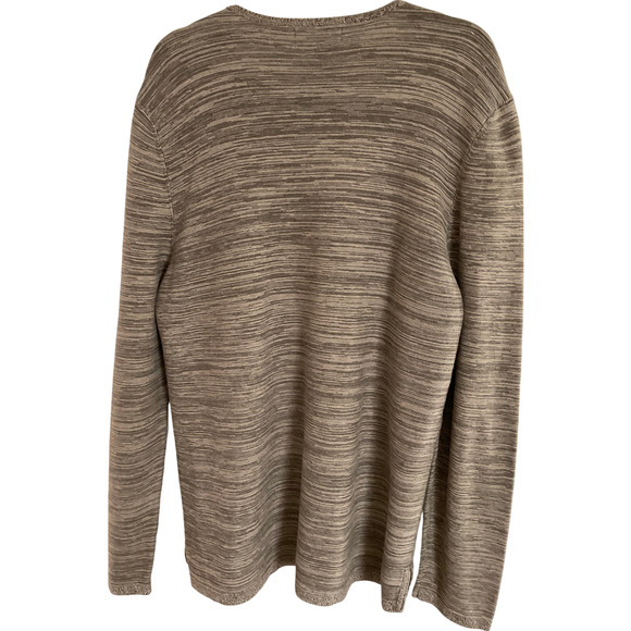 Express Women's Sweater Size Large Cotton V-Neck Embroidered Brown Striped - Picture 2 of 9